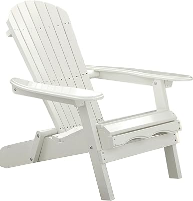 Merry Garden Foldable Wooden Adirondack Chair, Outdoor, Garden, Lawn, Deck Chair, White