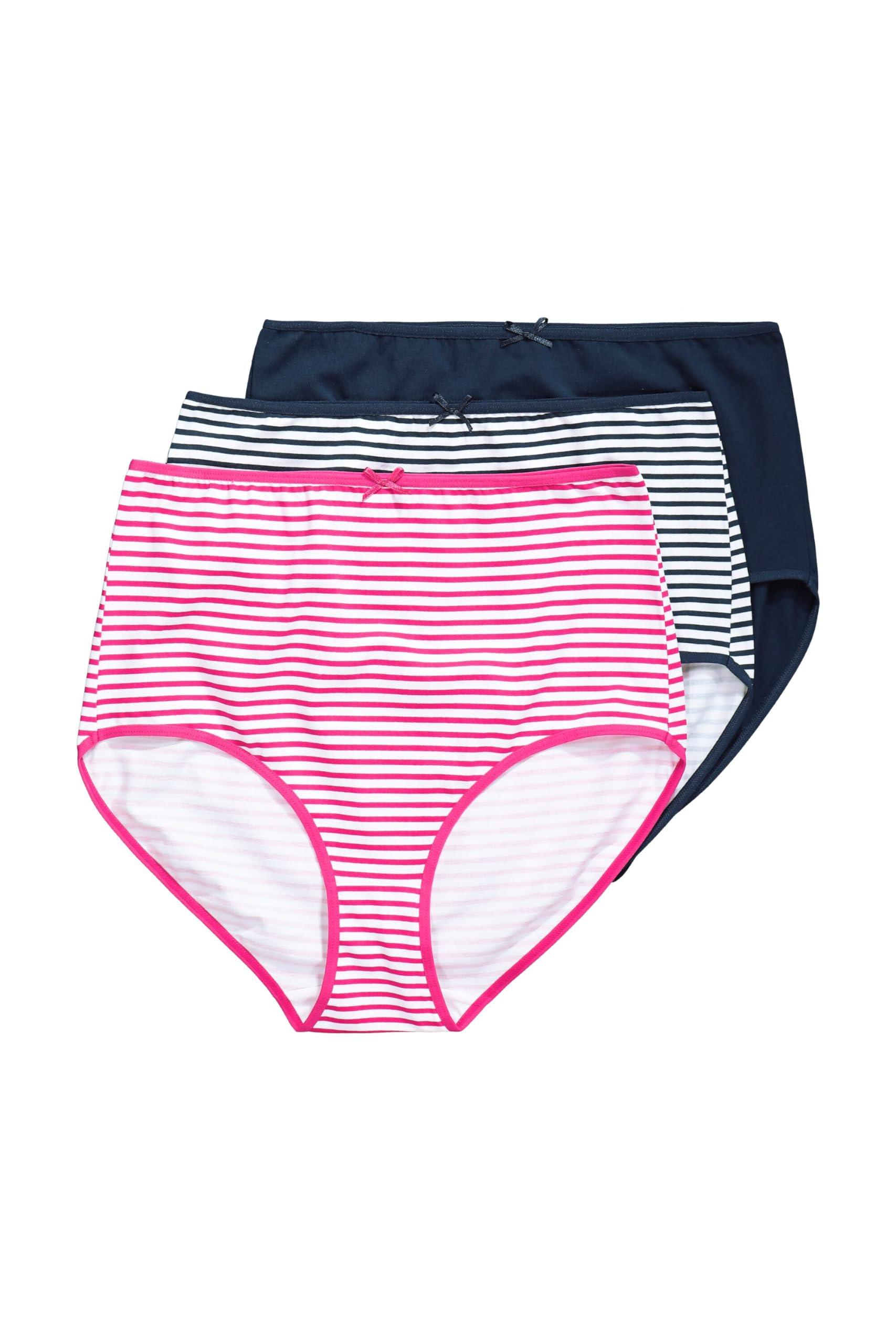 Ulla Popken Damen große Größen Übergrößen Plus Size Maxislips, 3er-Pack, farbige Ringel 836232