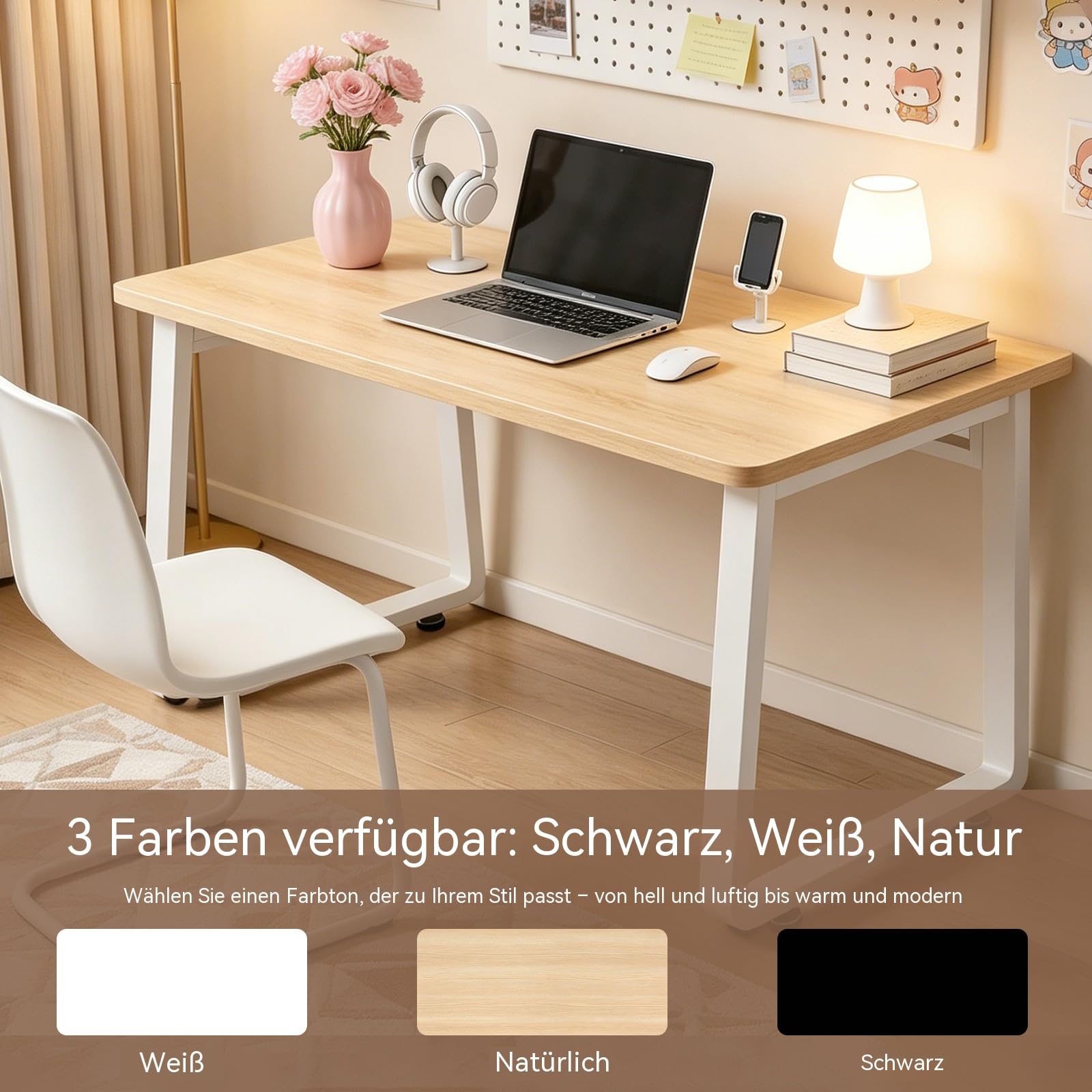 Computer Schreibtisch für Studenten und Homeoffice, PC Tisch für Arbeiten und Lernen, praktischer Bürotisch für Schlafzimmer und Wohnzimmer
