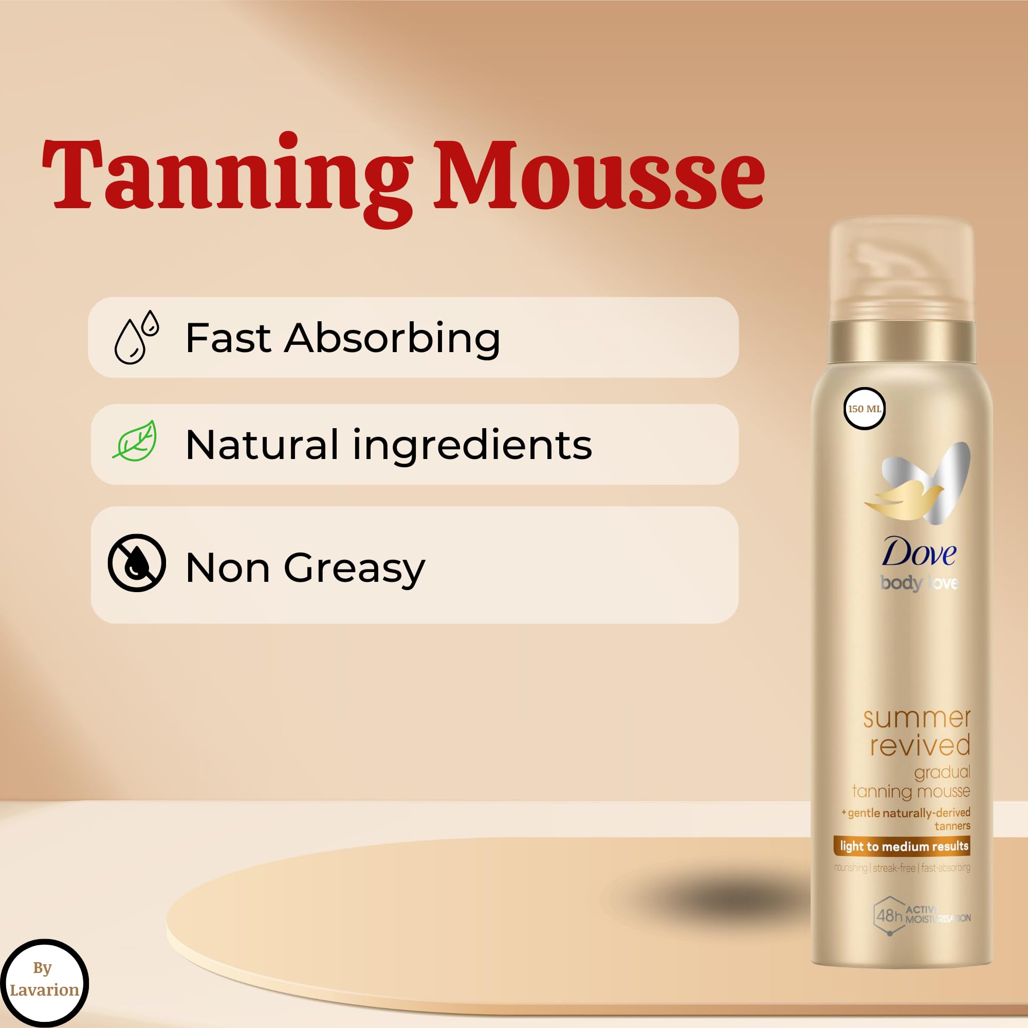 Dove Gradual Tanning Mousse Bundle, Light to Medium Tan 150ml & Medium to Dark Tan 150ml - Image 2