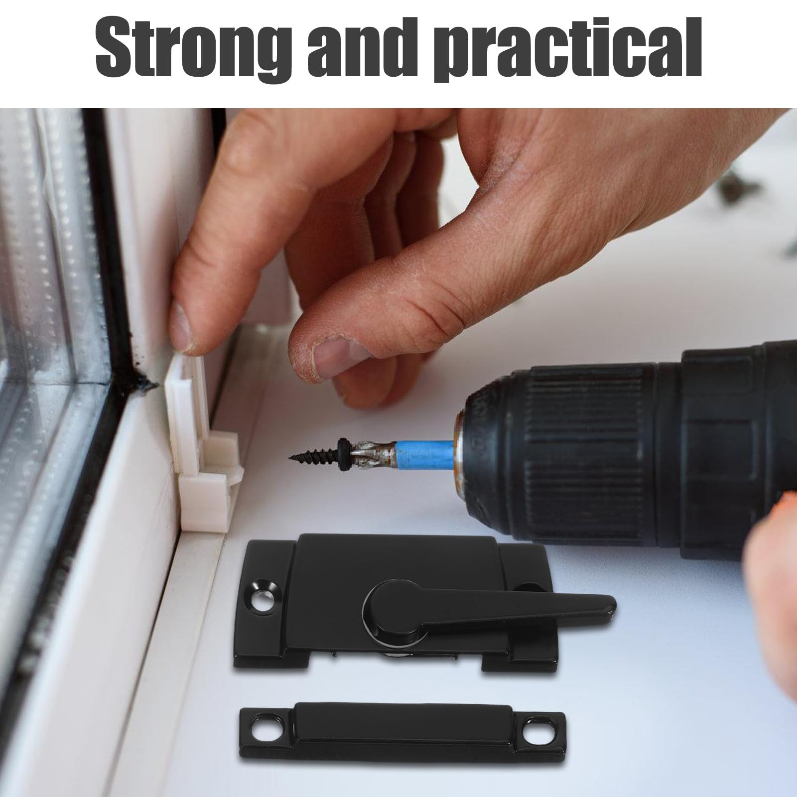 Cerradura para Ventana Corredera Media Luna Negra 6 Juegos Montaje de Tornillo Pestillo Deslizante para Puertas y Ventanas Abatibles Cierre Seguro y Resistente para Hogar