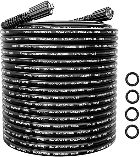 Miniatura 10 de POHIR Manguera de lavado a presión de 25 pies de conexión rápida M22, 4000 PSI de repuesto de manguera de lavado a presión, manguera eléctrica sin