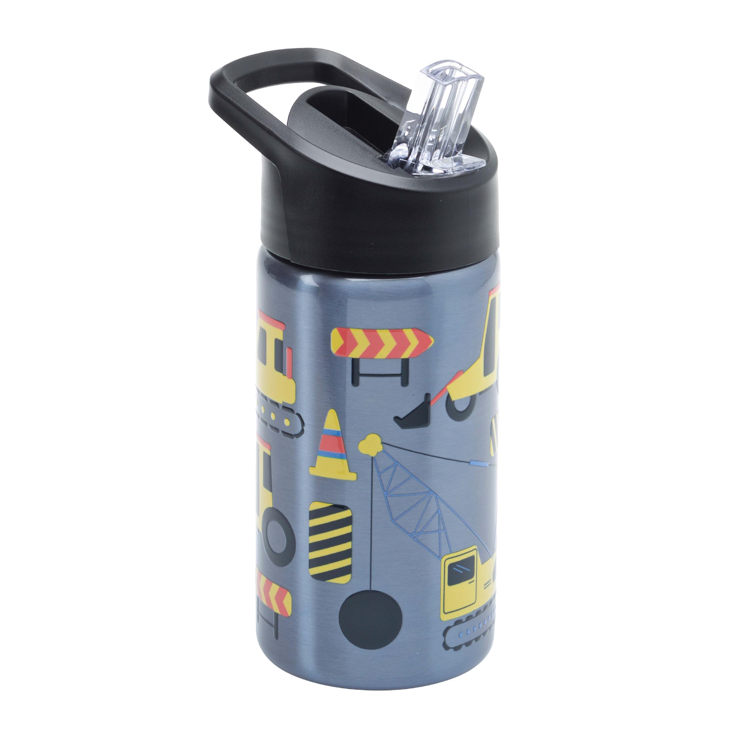 Smash Stainless Steel Drink Bottle with Flip Top Lid and Straw - Digger 500ml, Blue