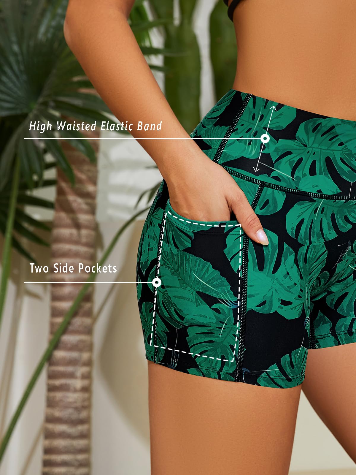 SHEKINI Costume da bagno da donna a vita alta con tasche