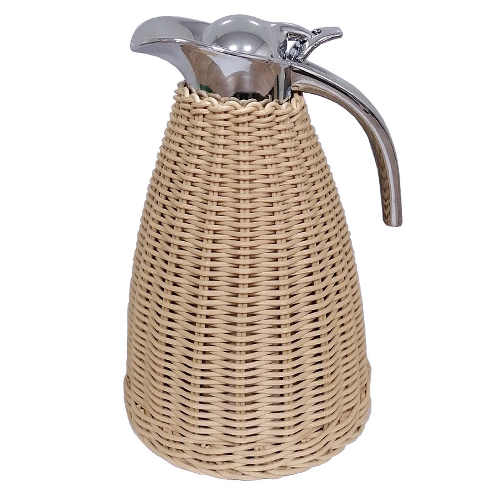Caraffa Termica Per Caffè In Acciaio Inossidabile, Brocca Termica In Rattan, Isolamento Sottovuoto A Doppia Parete Da 1,5 Litri/50 Once, Ritenzione Del Calore Per 12 Ore E Del Freddo Per (Color:2)