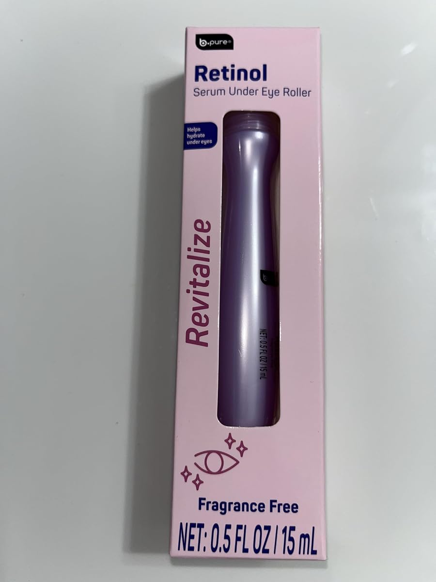 B.pure Retinol Serum Under Eye Roller, Fragrance Free, with Hyaluronic Acid and Retinol, 0.5 FL OZ
