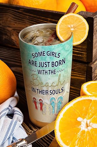 Miniatura 3 de 64HYDRO - Vaso térmico con tapa de 20 oz con diseño de sandalias de mujer en la playa y tortugas marinas, doble pared con vacío, jarro de café de