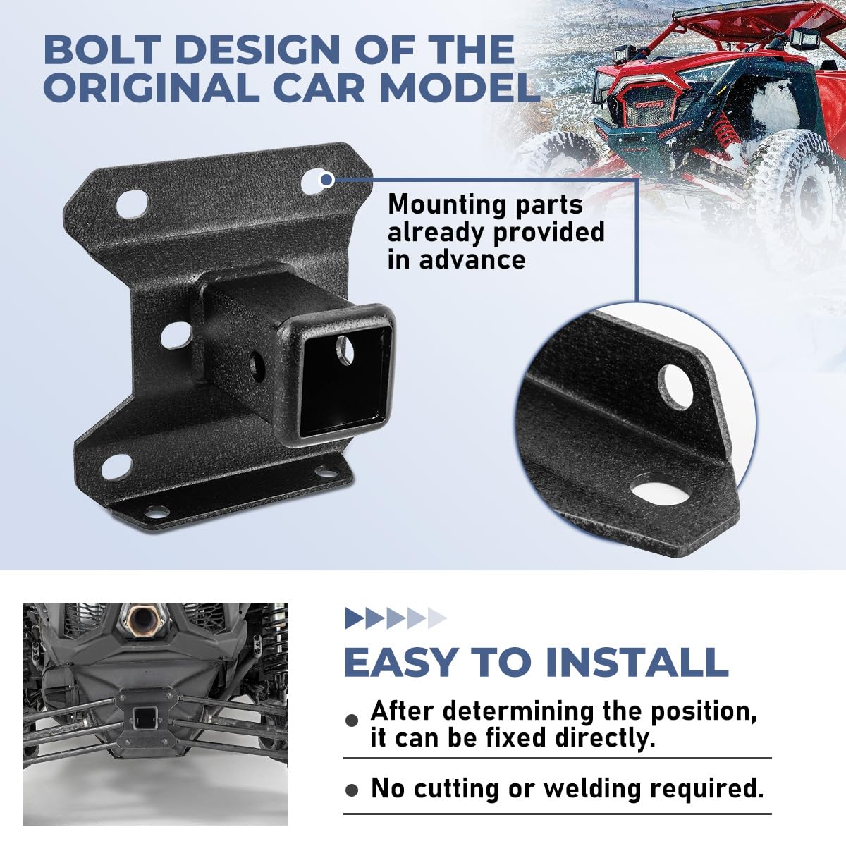 Globled Maverick X3 Hitch Compatible With 2017-2021 Can Am Maverick Turbo/Max Turbo/X DS/X RS Turbo, Heavy-Duty UTV Rear Hitch Receiver Hitch Plate