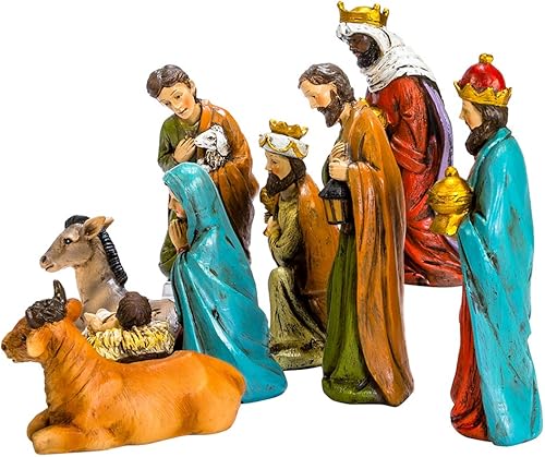 Miniatura 4 de Kurt S. Adler Belén de mesa de resina de 4 a 5 pulgadas, juego de 9