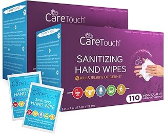 Care Touch Hand Sanitizer Wipes â€“ 220 Individually Wrapped Packets (Packing may Vary)