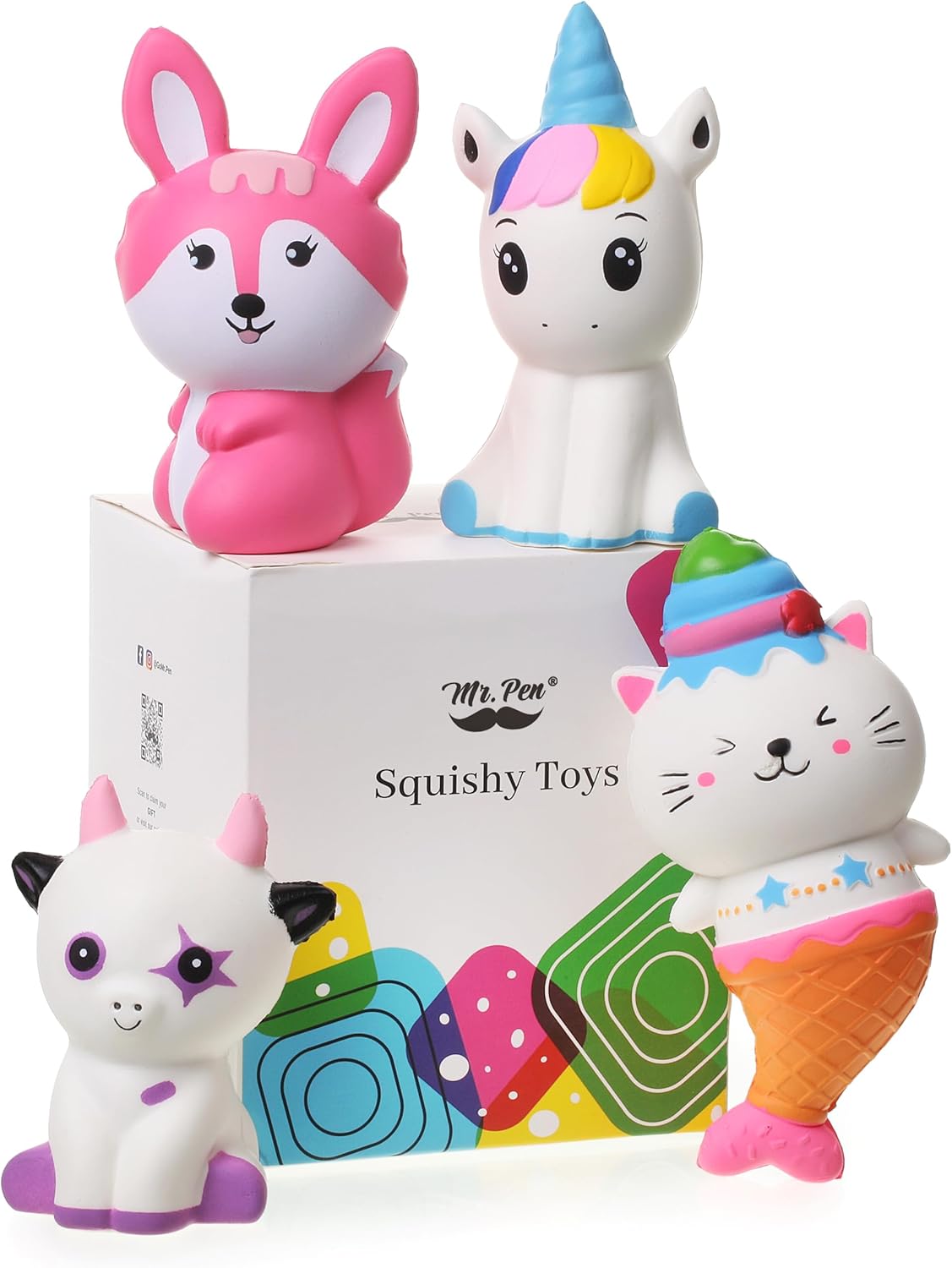 Mr. Pen Jumbo Squishies Slow Rising, 4 Pack, Squishy Animals, Squeeze Toys for Kids