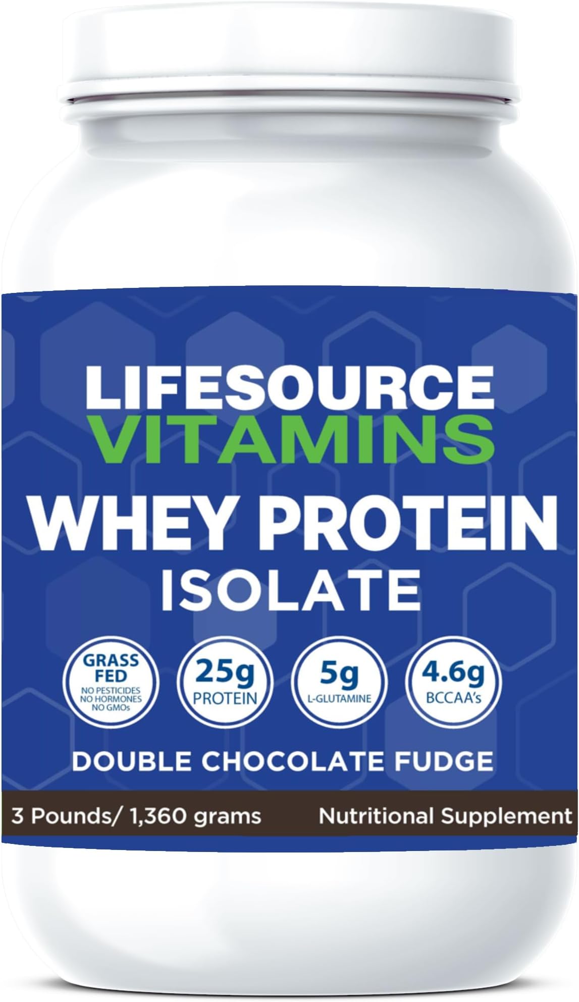 3 lb - US Dairy Cows Grass Fed Whey Protein Isolate - Double Chocolate Fudge sweetened w/Stevia - 3 lb Powder