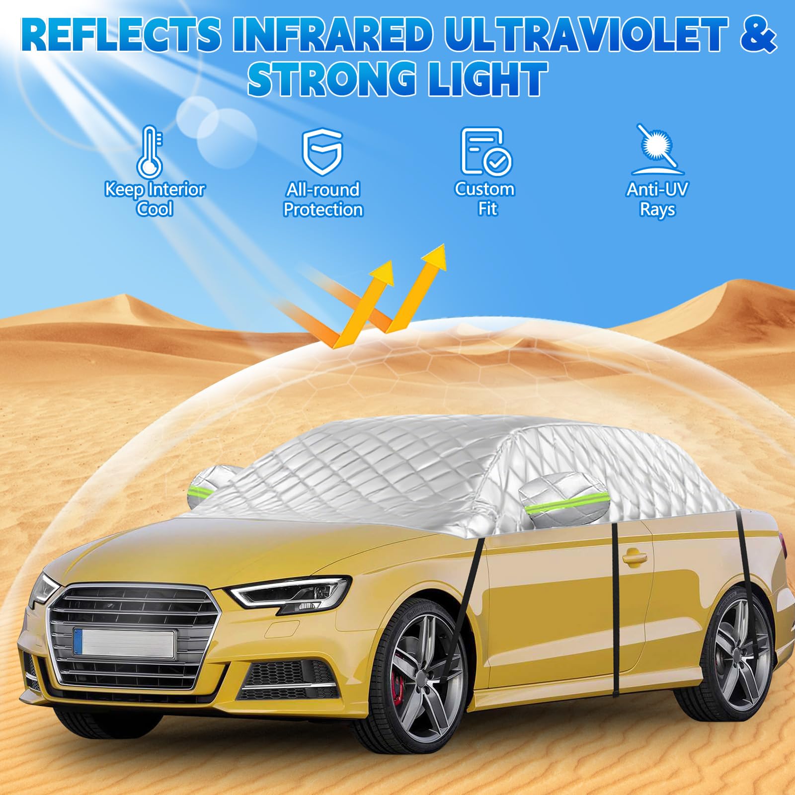 Housse De Voiture étanche Remplacement Pour Audi A3/S3 Cabriolet 2008-2012, Demi-Garage, Coupe-Vent Pour Tous Les Temps, Protection Anti-UV Contre La Pluie Et La Poussière De Garage