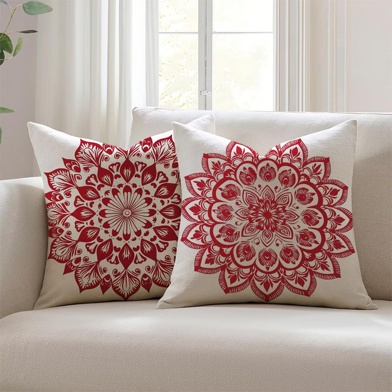Rétro lin housse de coussin 55x55cm Lejnlnng étanche pour extérieur et salon