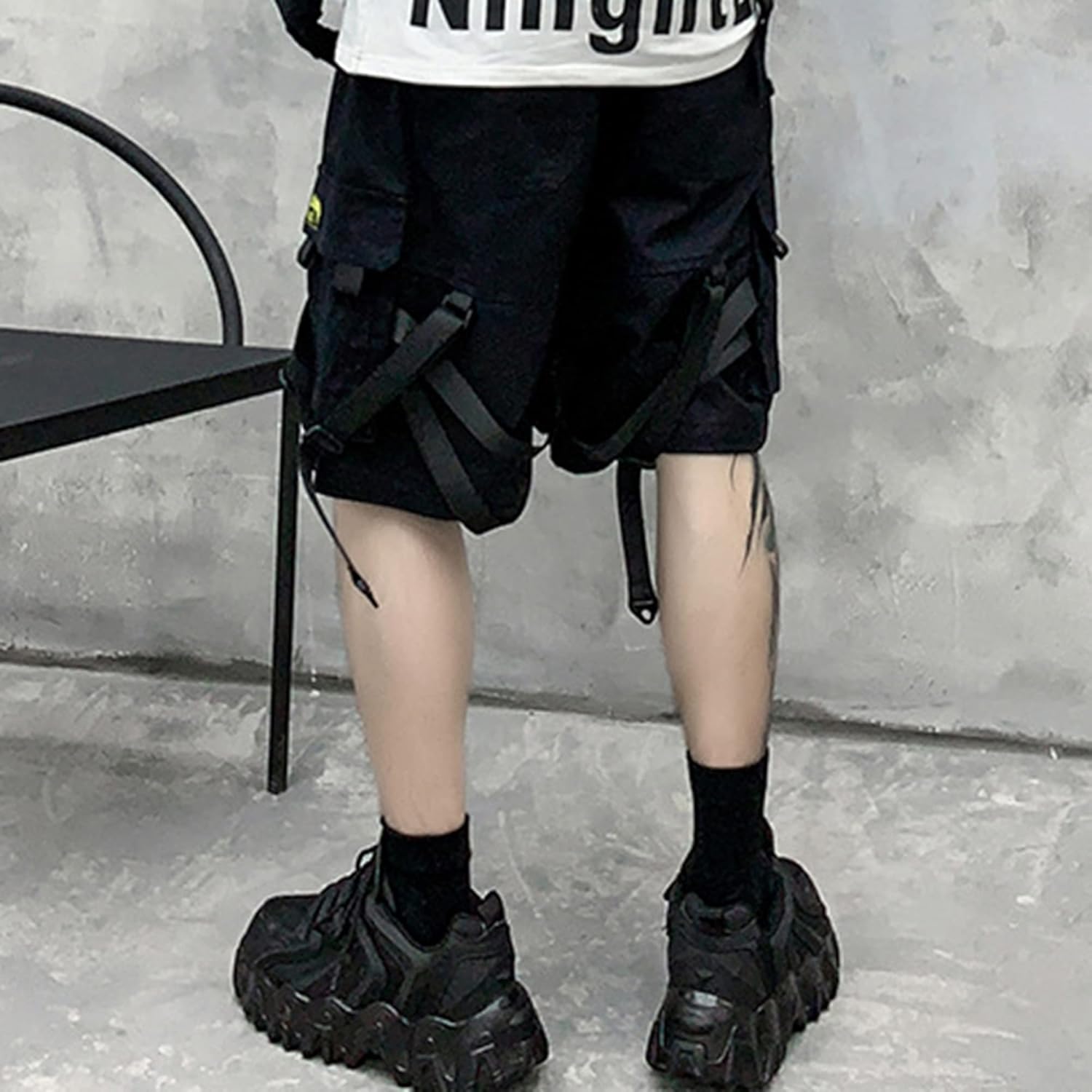 XYXIONGMAO Men's Streetwear Black Techwear Pants Gothic Cargo Tactical Shorts Joggers Hip Hop Overalls for Men - Image 4