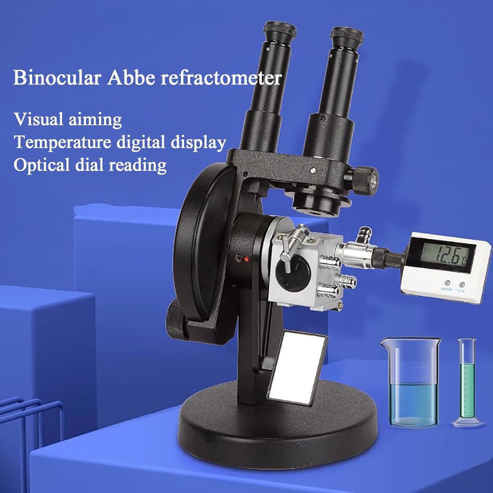 Rifrattometro Digitale Abbe, Rifrattometro Binoculare Portatile, 1,3000~1,7000Nd, ±0,0003/±0,0005, Misurazione Brix 0-95%, per Il Rilevamento della Concentrazione di Zucchero