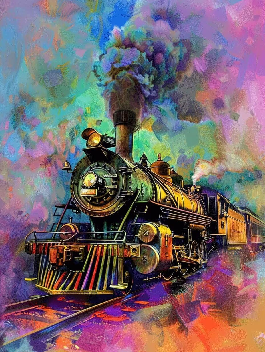Broderie Diamant Kit Complet : résolvez l'ennui et le stress avec ce tableau de train 40x50cm - 8