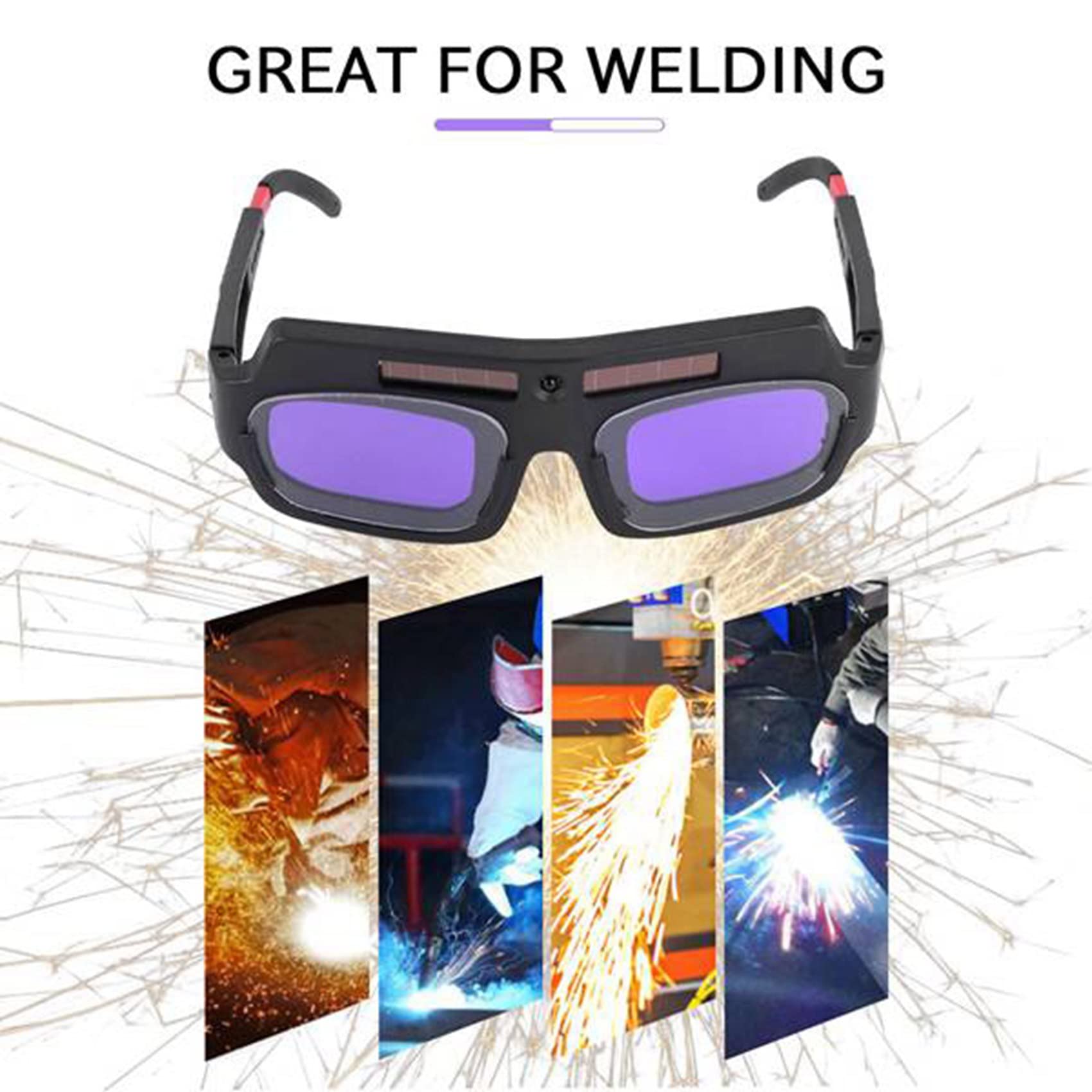 10X de Máscara de Soldadura de Oscurecimiento Automático con Energía Solar Gafas de Soldador Lente Anti- con Estuche de Almacenamiento