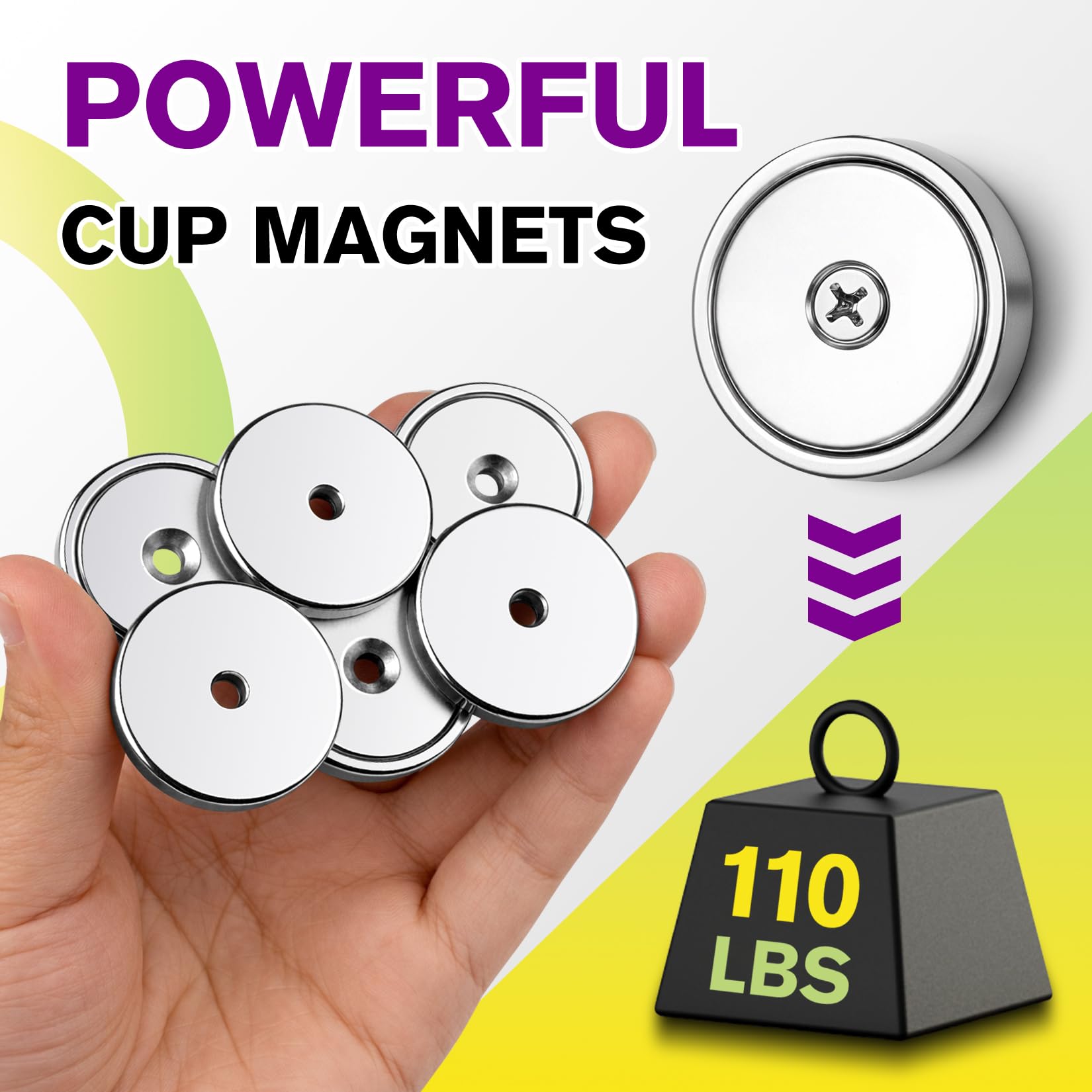 NIUKNOW 8 Pack Magnets with Holes, 110 LBS Super Strong Magnets Heavy Duty — Amazon image 3