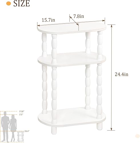 Miniatura 3 de MaxSmeo Mesa auxiliar estrecha, mesa auxiliar pequeña con estante abierto de 3 niveles, mesita de noche delgada para espacios pequeños, dormitorio,