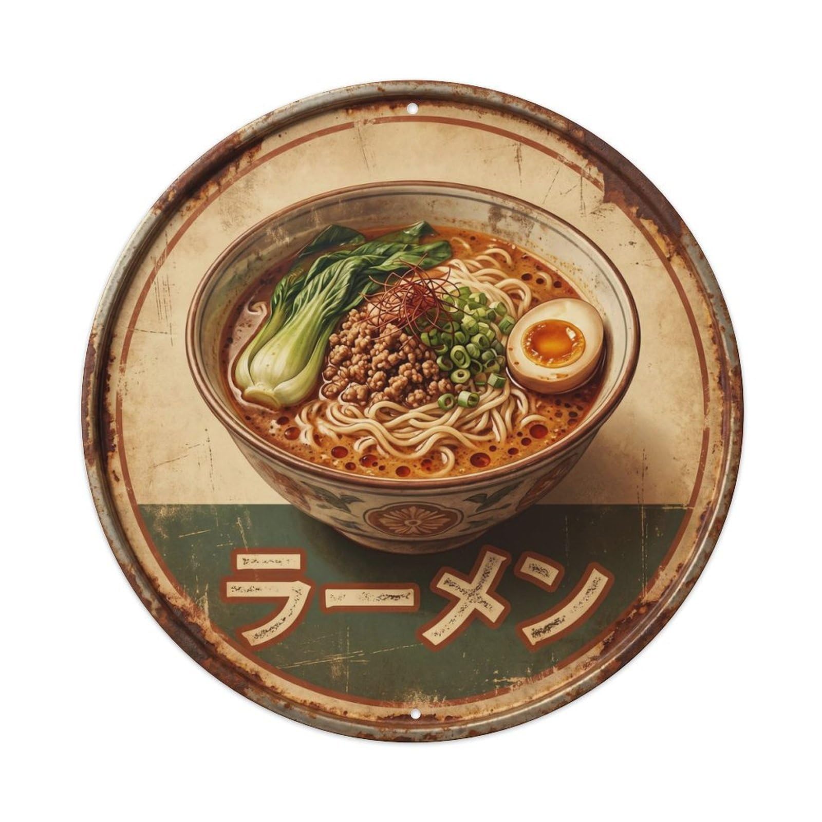 Cxhjca 8X8inch(20X20cm) Ramen Japanese Shop Retro Americana Noodles Kitchen Metal Tin Sign