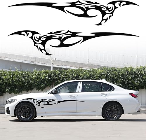 YAMUDA Universal Racing Car Body Side Falda Pegatinas Coche Pegatinas Vinilo Negro YA34 (2PCS)