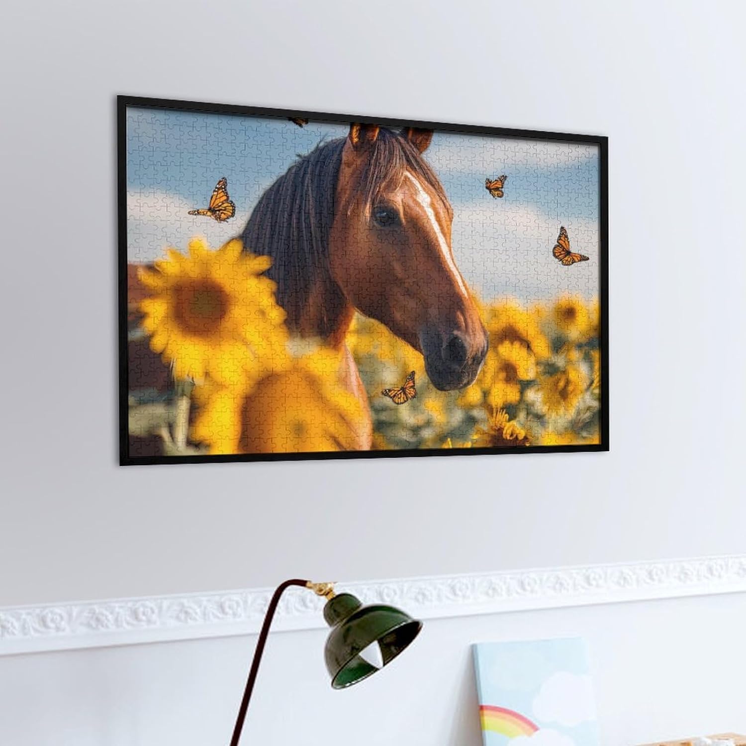 Horse Sunflower Floral Butterfly Puzzles for Adults 1000 PCS Wooden Jigsaw Puzzle Wall Decor Christmas