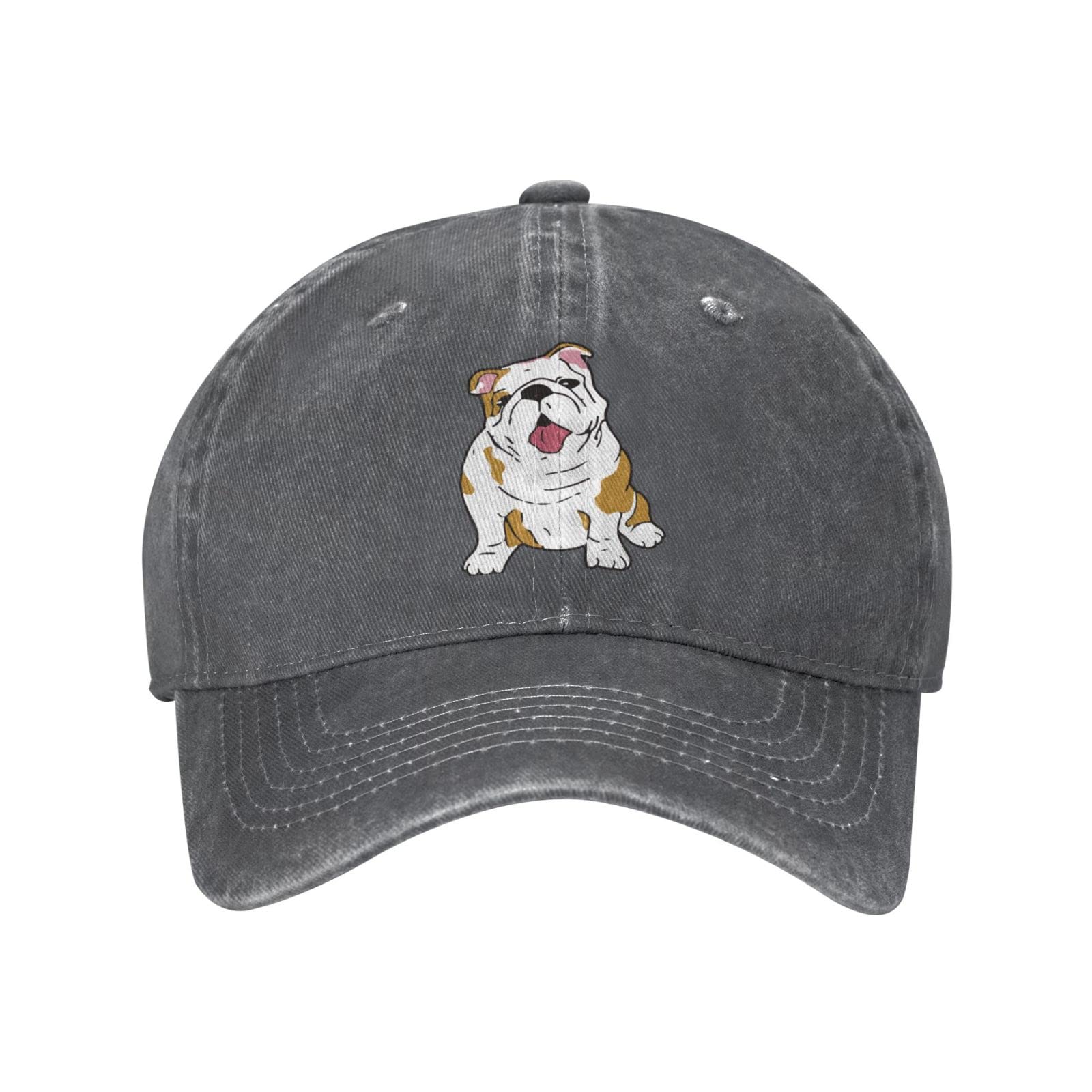 Lsjuee Unisex Deep Heather English Bulldogs Cowboy Hat Baseball Caps Adjustable Sports Golf Denim Casquette Cap Black