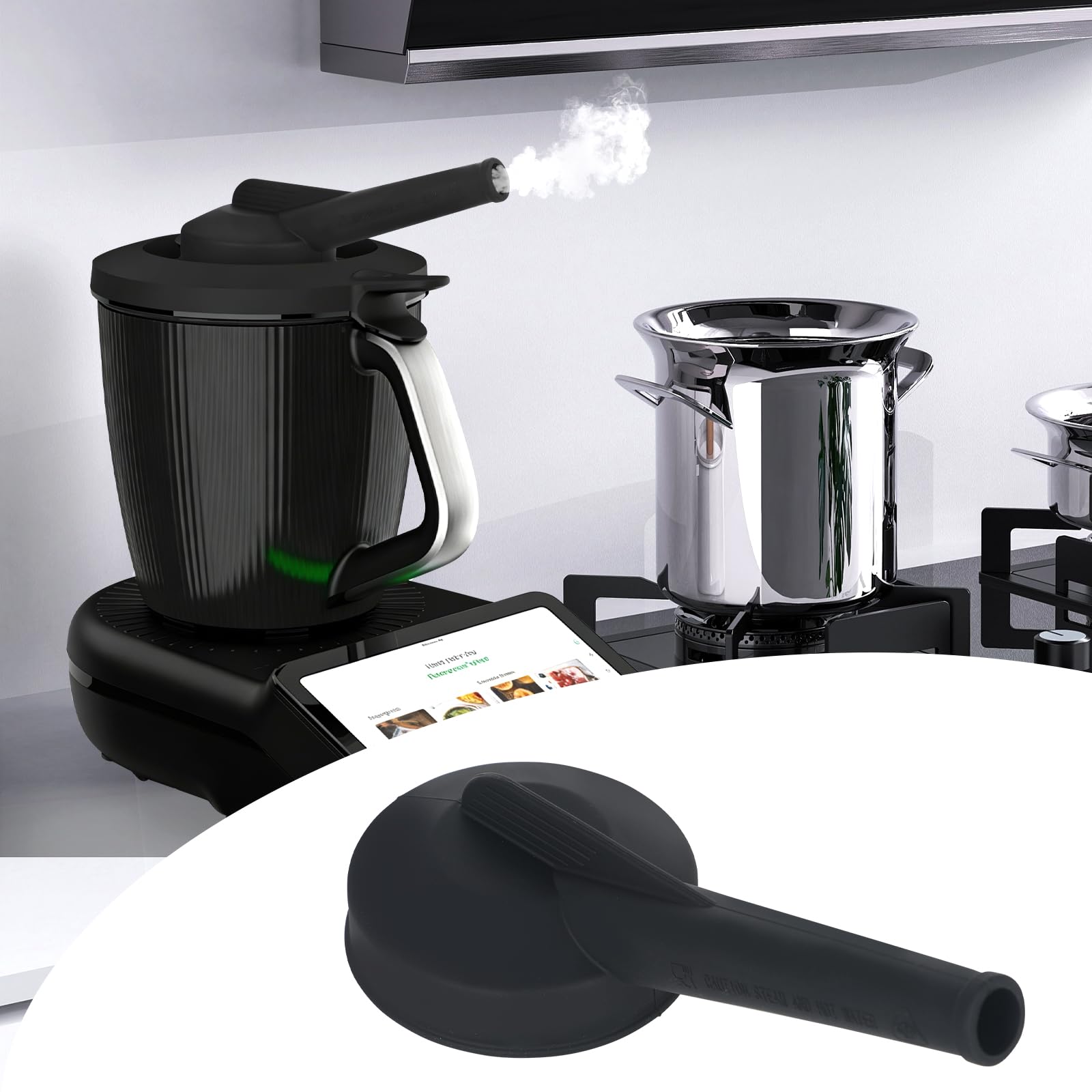Przekierowywacz pary kompatybilny z Thermomix TM7, obrotowy o 360° komin odparowywania z zabezpieczeniem przed przelaniem, nakładka do odprowadzania pary do szafy, komin, ochrona mebli, odssawanie