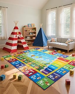Unirea 4x6 Kids Rug for Playroom Bedroom Living Room, Washable Education...
