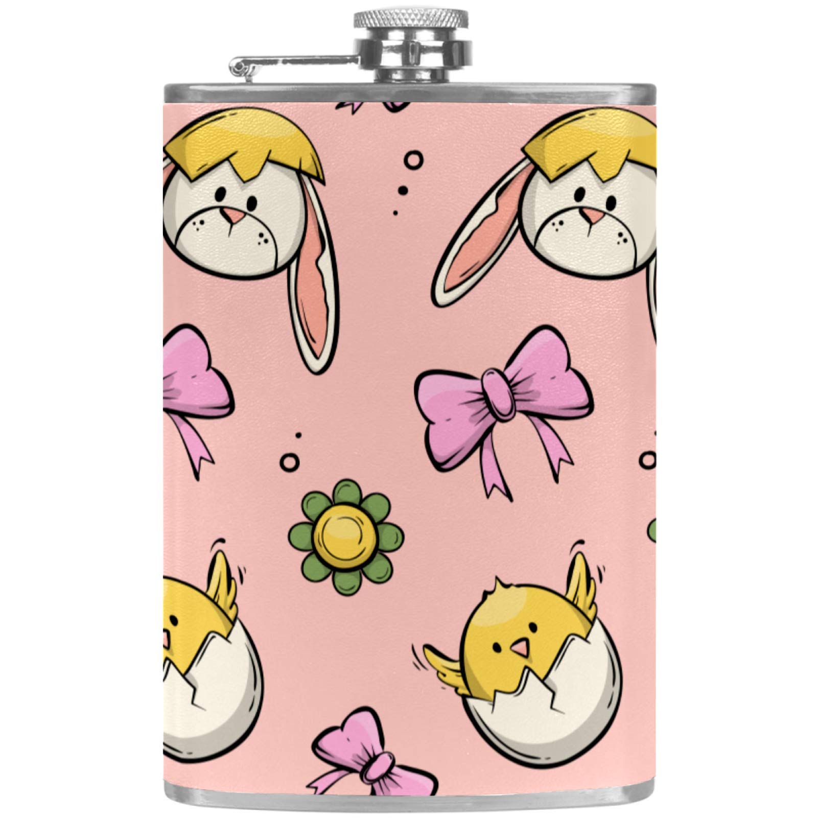 Flasque à whisky en cuir avec entonnoir portable motif lapin de Pâques