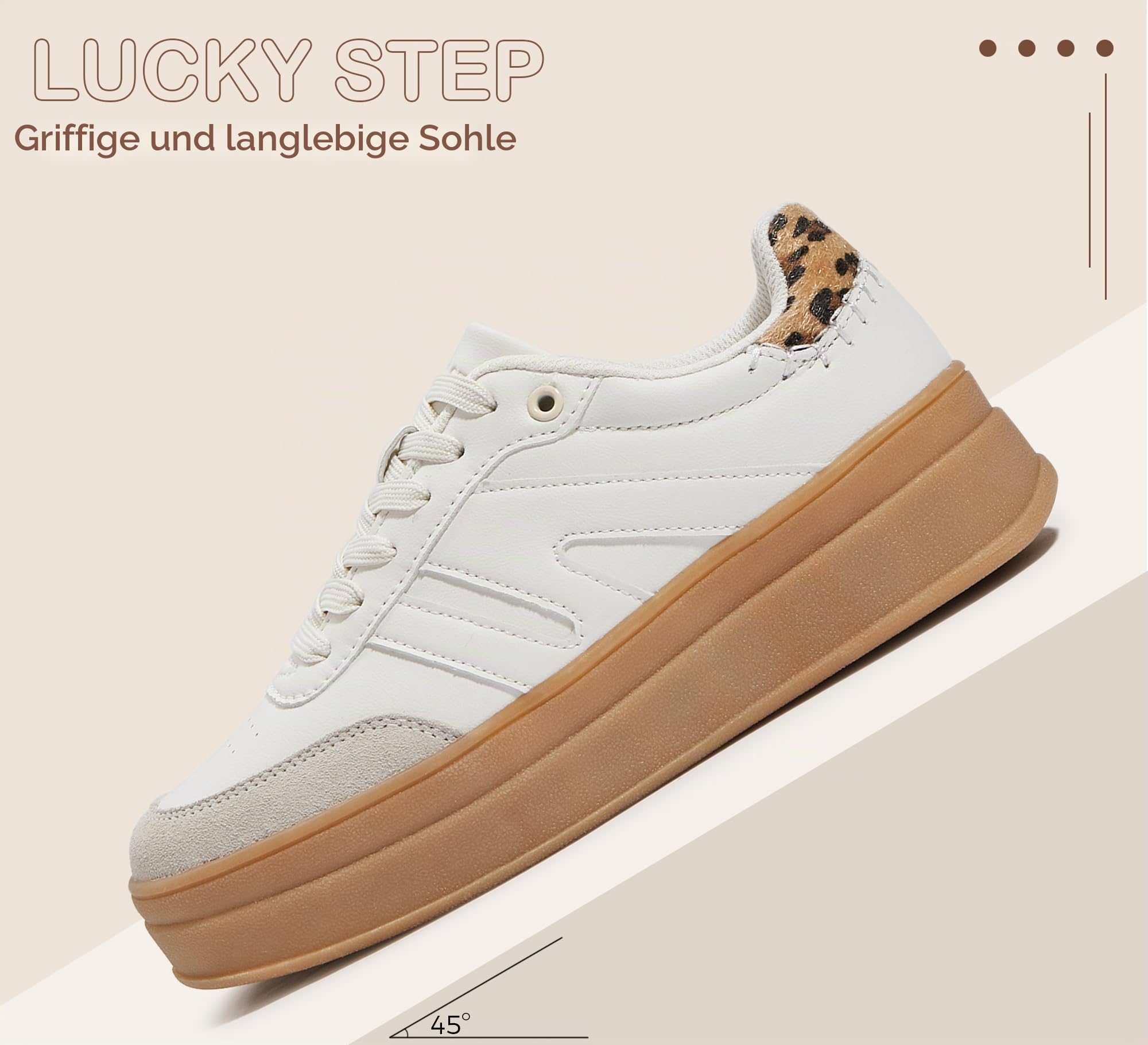 LUCKY STEP Damen Platform Sneakers im Retro-Design | Klassische Freizeitschuhe mit Dicker Gummisohle | Für Alltag, Walking, Tennis & Skate-Stil