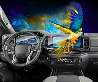 for 2022 2023 2024 Silverado Sierra 1500 Screen Protector for 2022 2023 2024 Chevrolet Silverado GMC Sierra 1500 2500 3500 HD 13.4Inch Tempered glass Nav.&Soft Dashboard Screen Protector 2PCS