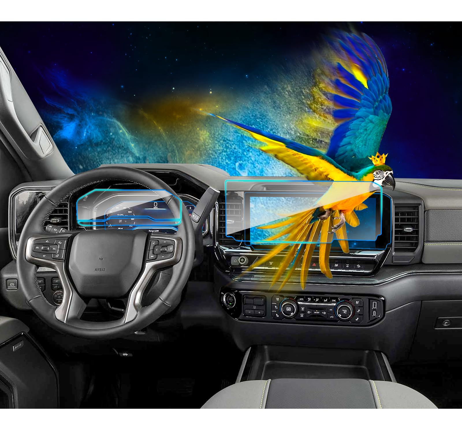 for 2022 2023 2024 Silverado Sierra 1500 Screen Protector for 2022 2023 2024 Chevrolet Silverado GMC Sierra 1500 2500 3500 HD 13.4Inch (Tempered glass Nav.&Soft Dashboard Screen Protector) 2PCS