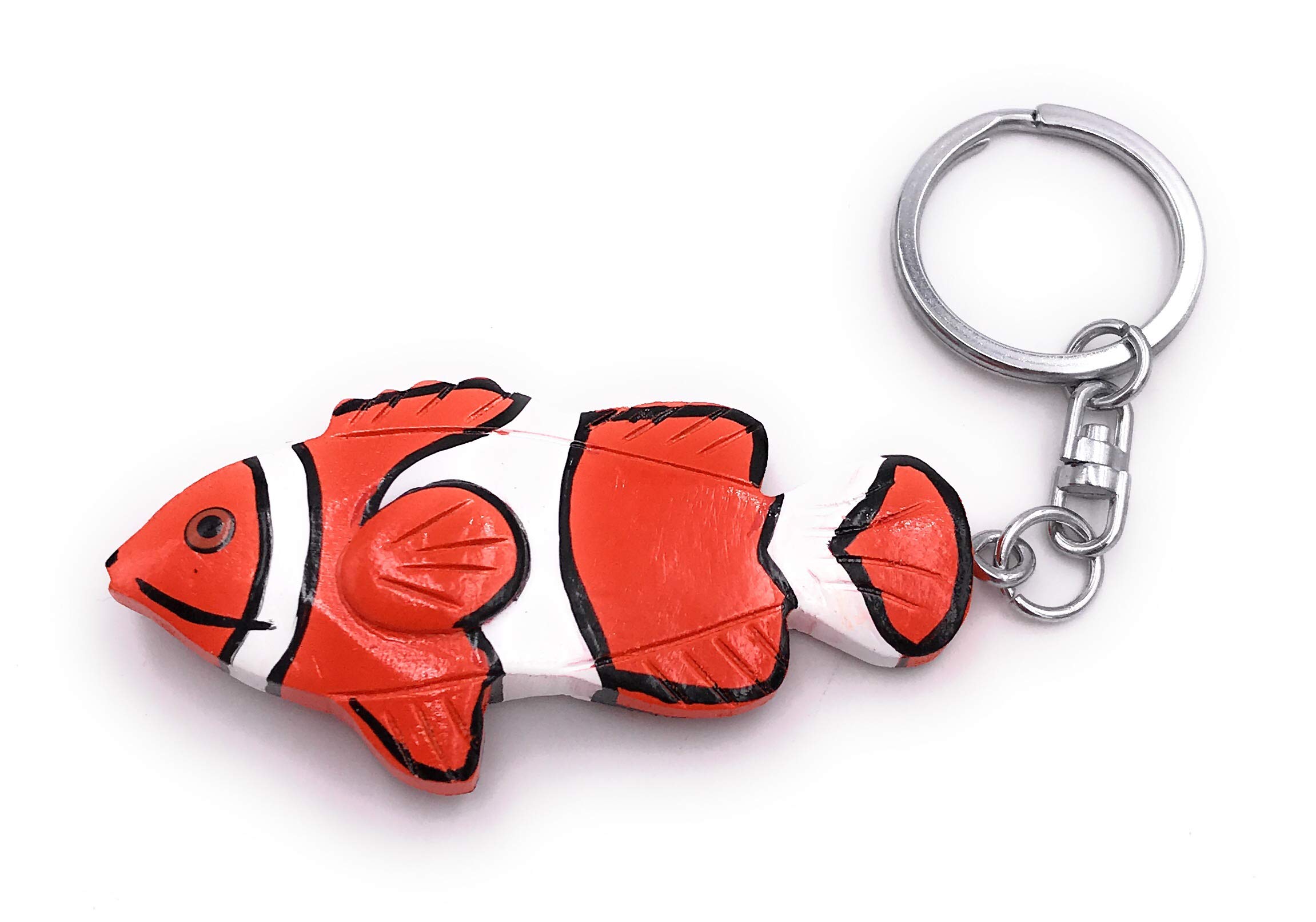 Onwomania Different Wooden Keychain Clownfish Fish Water Anemonefish Pendant Charm