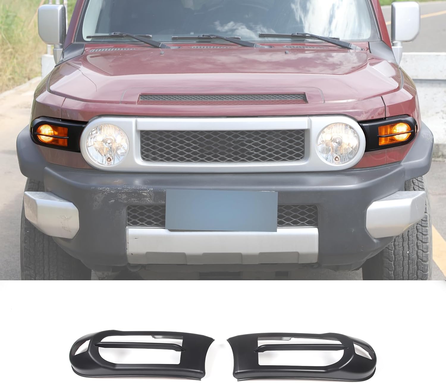 Front Fog Light Cover Guard Compatible with Toyota FJ Cruiser 2007-2021, ABS Front Bumper Driving Fog Light Shell Trim Cover Molding Protection Accessories 2Pcs (Matte Black)