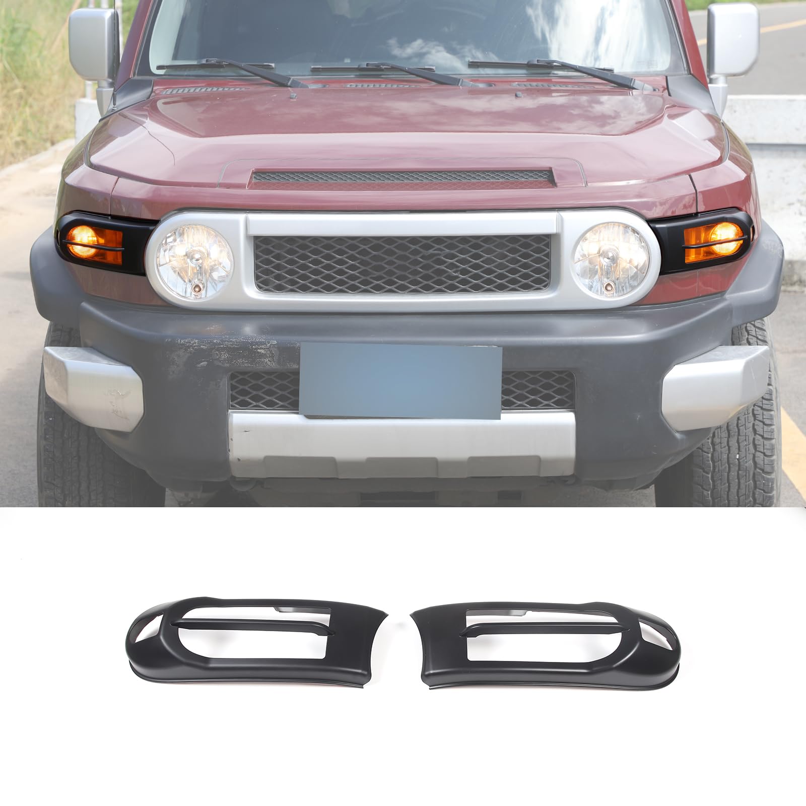 Front Fog Light Cover Guard Fit for Toyota FJ Cruiser 2007-2021, ABS Front Bumper Driving Fog Light Shell Trim Cover Molding Protection Accessories, 2PCS(Matte Black)