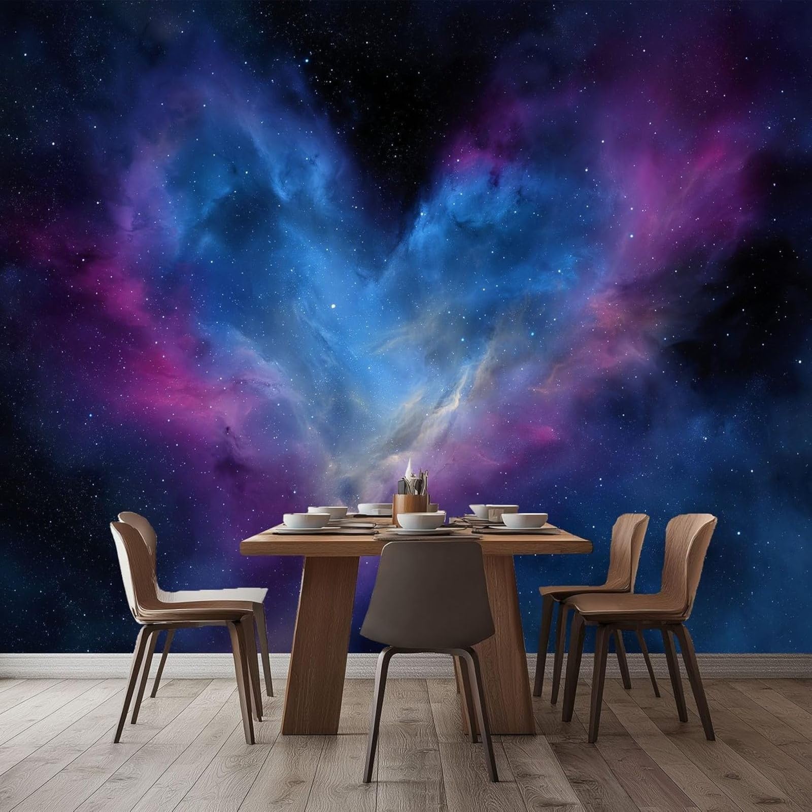 hgjdjhnf Photo Wallpaper Starry Sky Love Cloud Wallpaper wall Covering wall Decoration Design Patterned Wallpaper wall Decoration Living Room Bedroom Office Hallway, Blue, 350cm x 256cm
