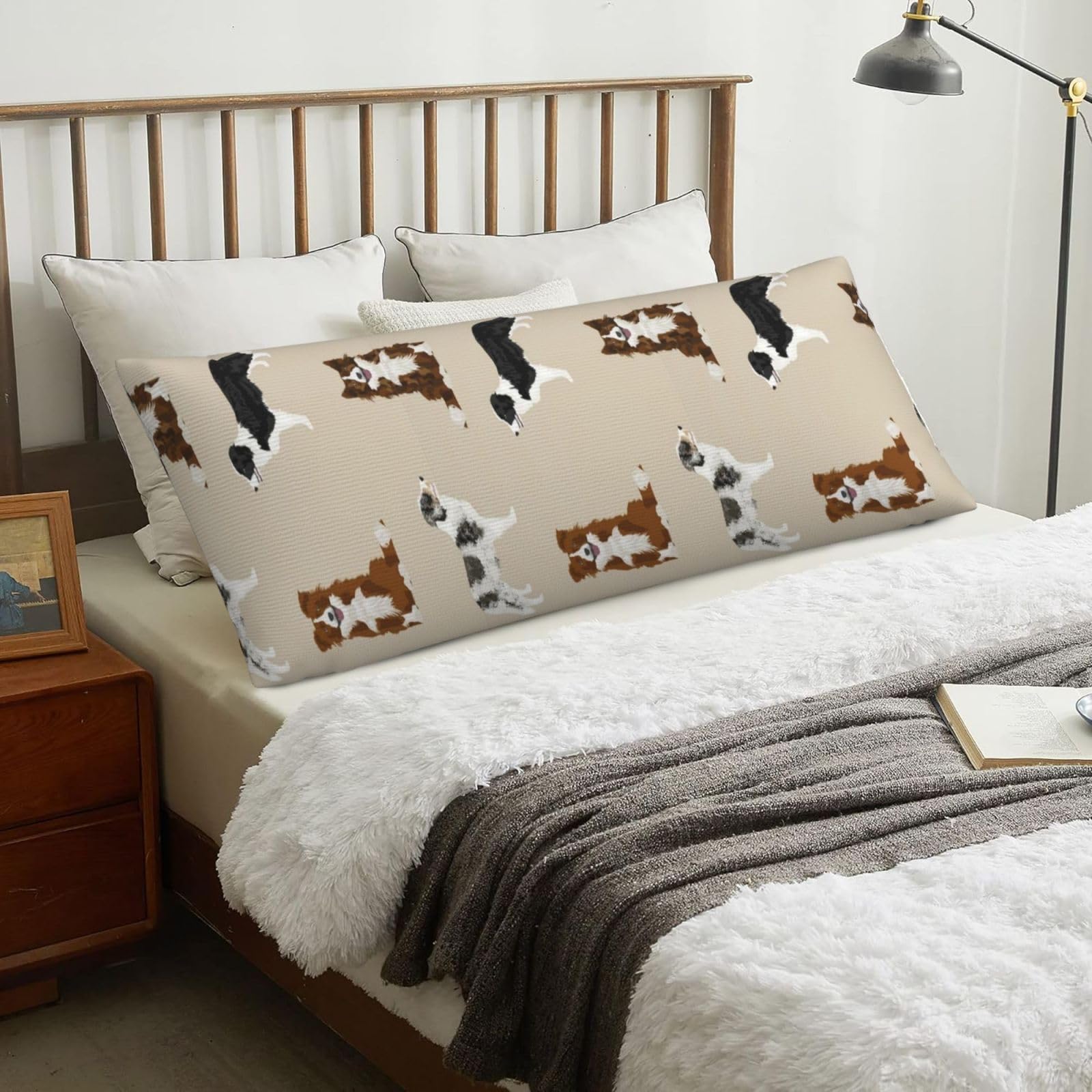 Border Collie Mixed Basic Dog Breed Border, Body Pillow Cover with Zipper,Long Body Pillowcase 20 x 60 in