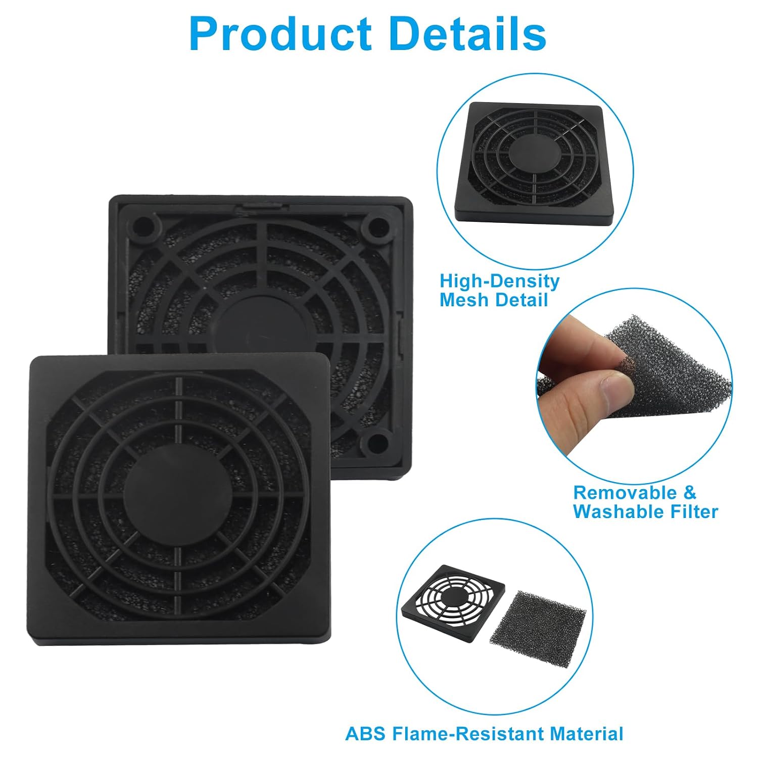 Bivethoi 60mm Dustproof Fan Filter, Black, 4 Pcs image 4