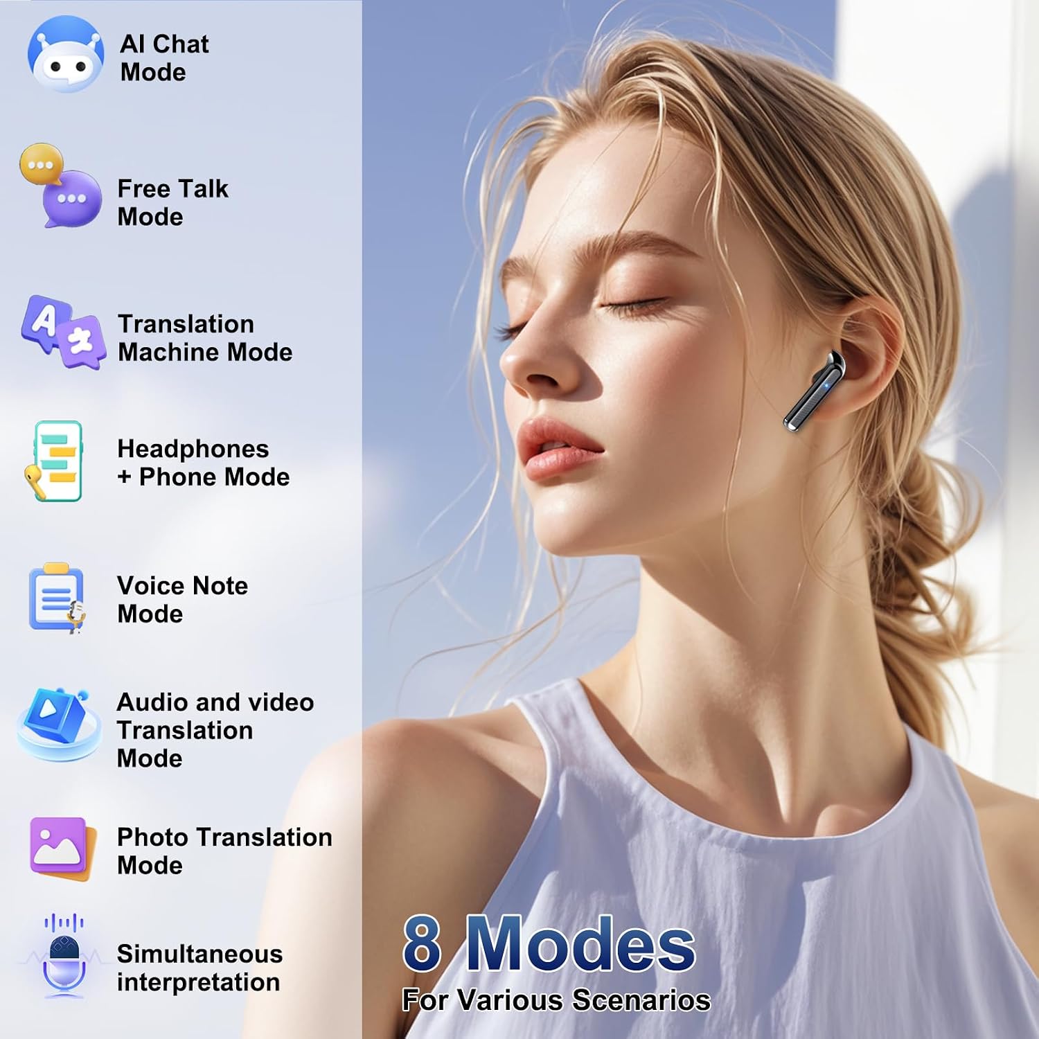 2026 AI Translation Earbuds Real Time, 165 Language Translator Earbuds 3-in-1 Bluetooth 5.4 with APP, Translation Headphones with 6 Translation Modes Translating Device for Travel/Business/Learning