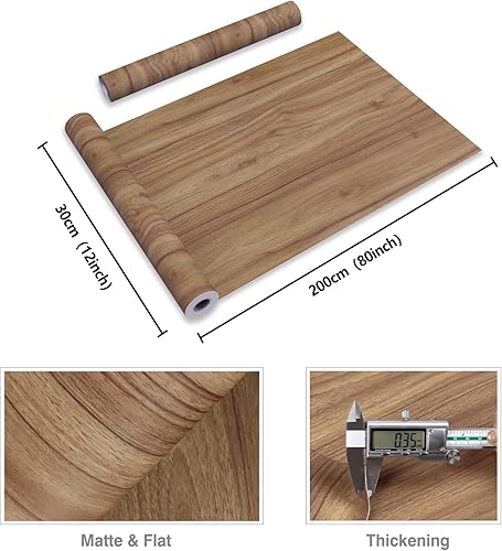 Miniatura 8 de CRE8TIVE Papel de contacto de grano de madera marrón, papel tapiz de madera extraíble, impermeable, grueso, envejecido, papel tapiz autoadhesivo de