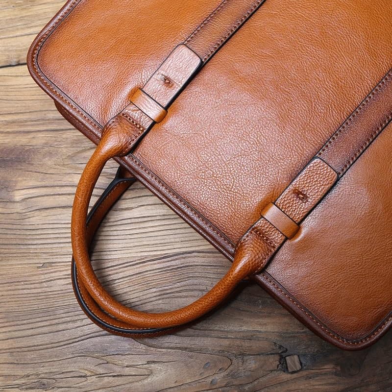 Leather Men Briefcase Cowhide Handbag Vintage Casual Computer Bag Crossbody Bag for 15 Inch Laptops4