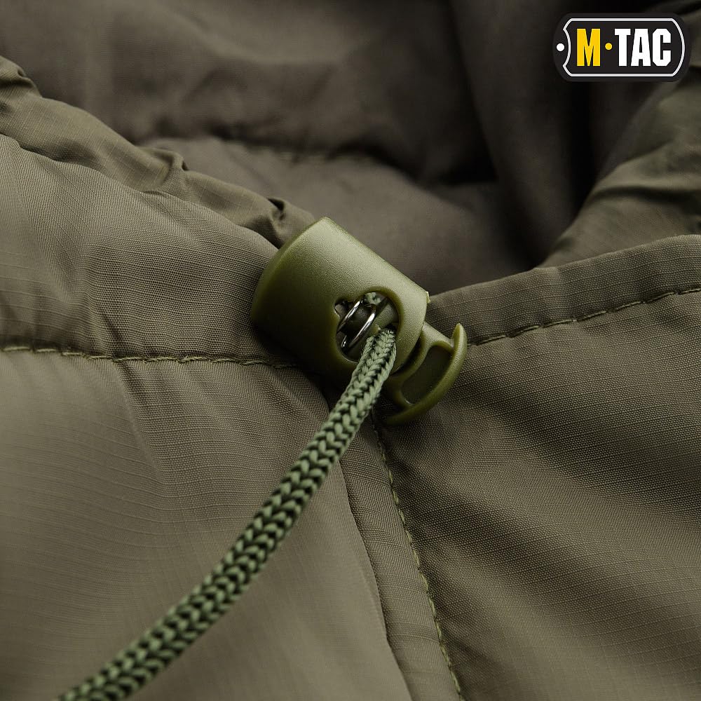 M-Tac Schlafsack Camping Tasche Olive Wasserdicht Kompressionsschlafsack mit Kapuze, Doppelreißverschluss, Komforttemperatur -5 / +5°C, Olive