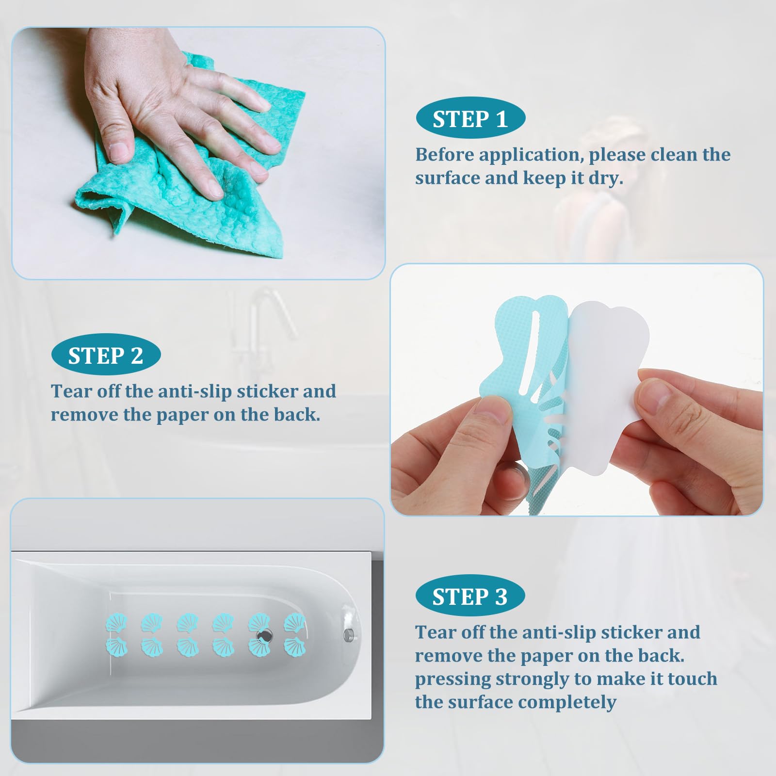 Adesivi Antiscivolo Vasca Adesivi Antiscivolo Per Vasca Forma Di Pesce -  Decorazioni Sicure Per Doccia E Vasca Da Bagno - Grigio PATIKIL Sicurezza, image size:1600x1600