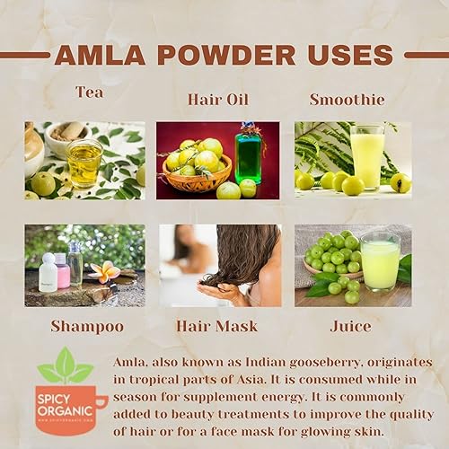 Miniatura 4 de Spicy Organic Amla Powder - 16 onzas (16.01 oz) Amalaki, USDA orgánico, sin OMG, 100% crudo y natural, probado en laboratorio para pureza, polvo