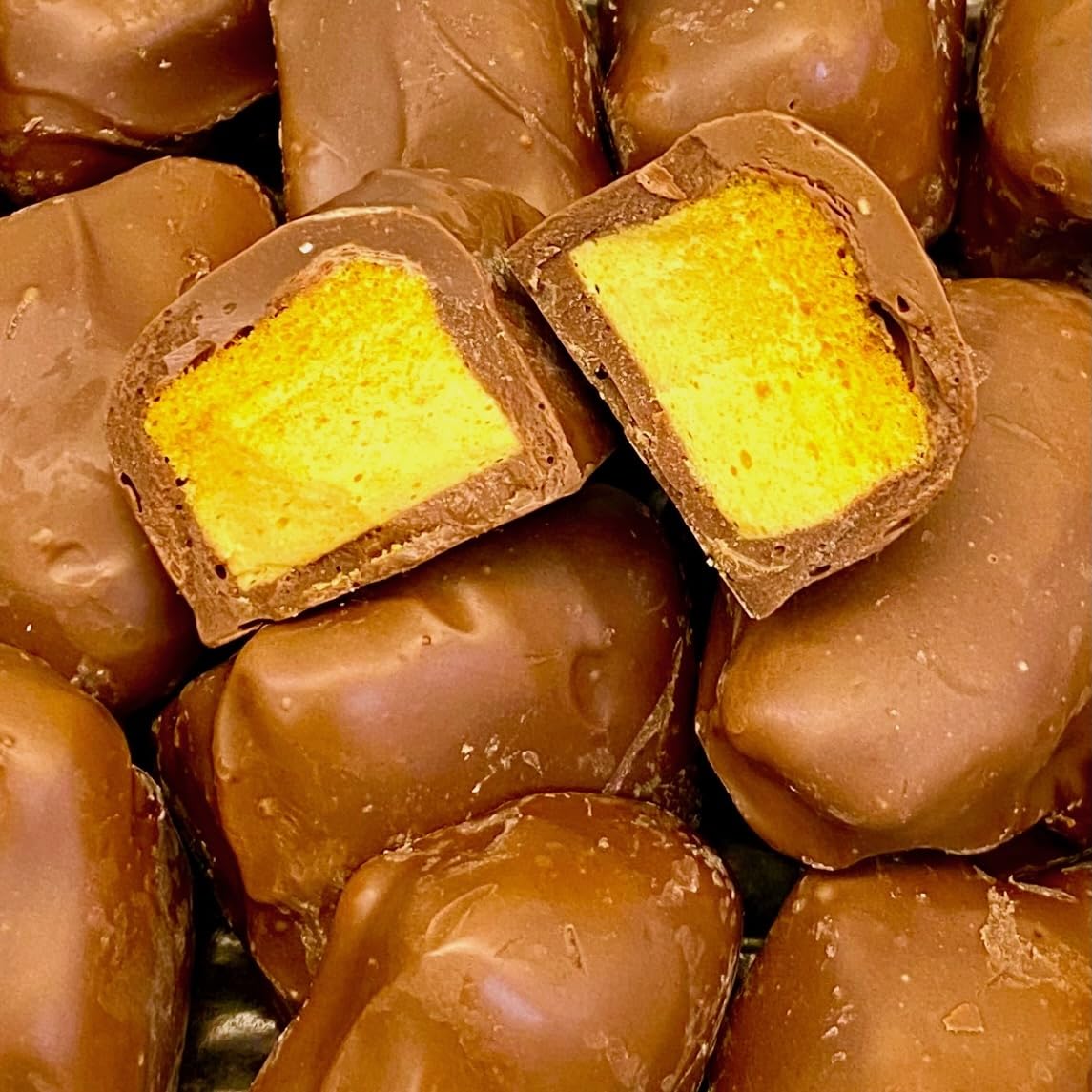 Malibu's Milk Chocolate Honeycomb Sponge Candy, Crunchie Chunks of Honeycomb Candy Hand Dipped in Gourmet Milk Chocolate