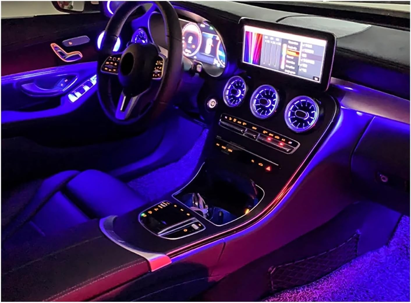 Fit For Benz W205 15-21 C-Class GLC X253 15-22 Nozzle Air Conditioning Ambient Lights Car Retrofit kit App Control(W205 15-21 front5pcs)