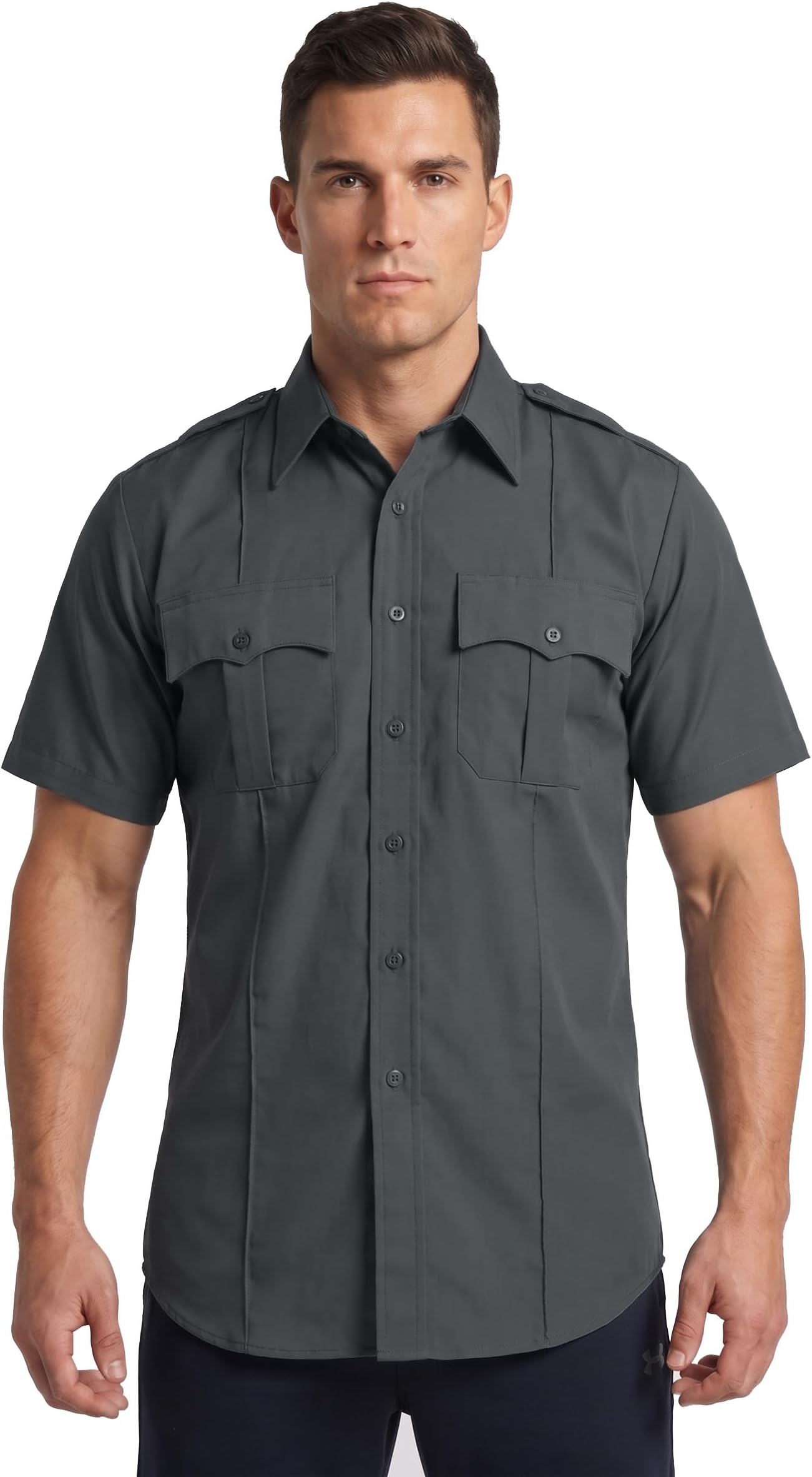 100% Polyester Short Sleeve Men's Uniform Shirt White