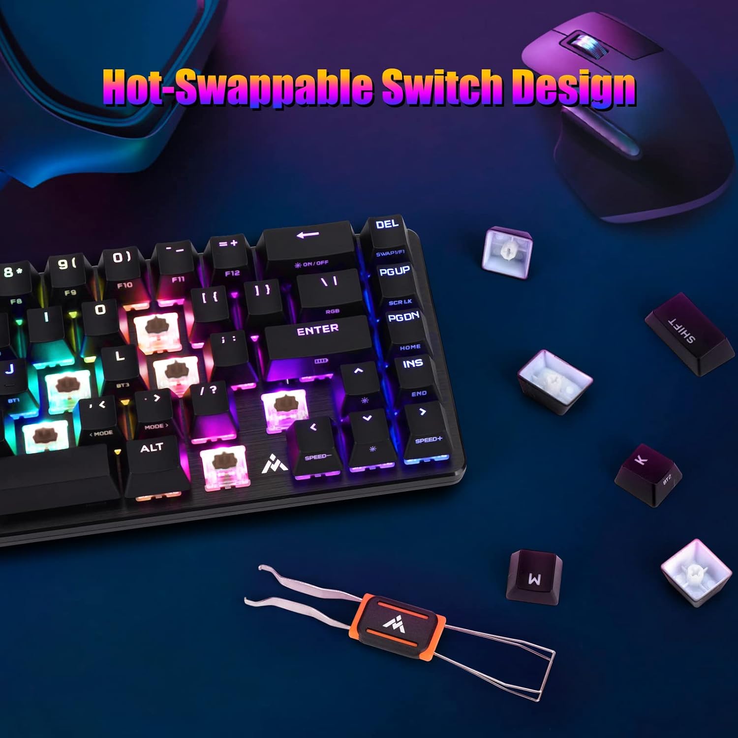 2.4GHz Wireless/Bluetooth/Mechanical Gaming Keyboard, Hot Swappable Keyboard with RGB Backlit, Full Keys Programmable, 4200mAh Battery, Cherry MX Brown Switches